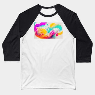 Modern Contemporary Abstract Watercolor Colorful Multicolored Cosmic Splash Galaxy Baseball T-Shirt